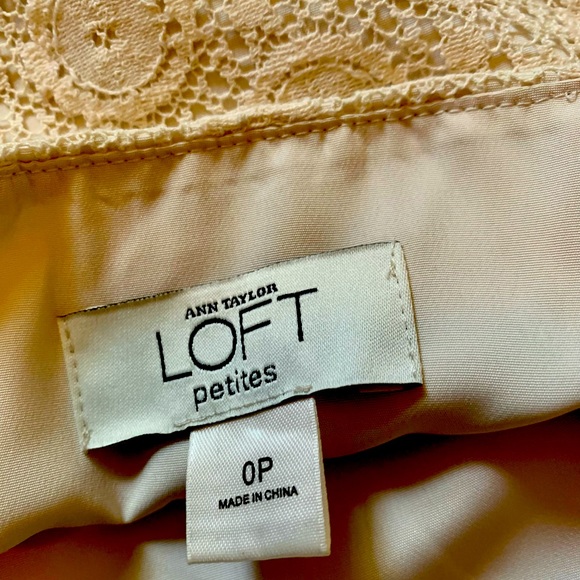 ANN TAYLOR LOFT A-Line Eyelet Lace Strap Dress Creme & Black Size 0P - Picture 4 of 4